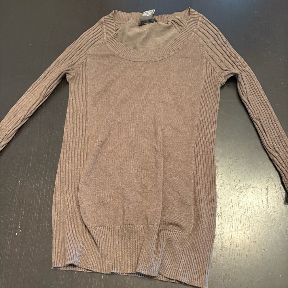 Vintage Khaki Brown Ribbed Knit Sweater - Picture 2 of 4